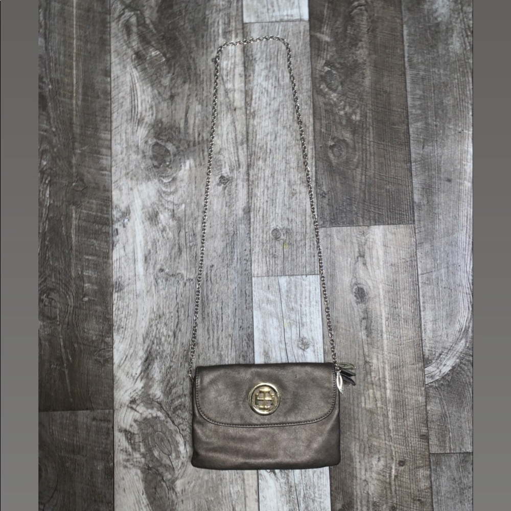 Brown and Gold Chain Strap Purse